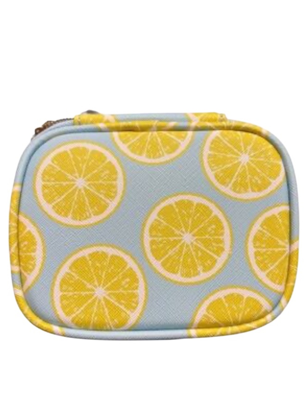 Dabney Lee Light Blue & Yellow Lemon Print Cosmetic Organizer. NWT. Giftable
